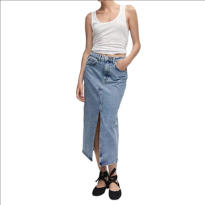 Women's Mango (MNG) Light Blue Denim Midi Skirt S